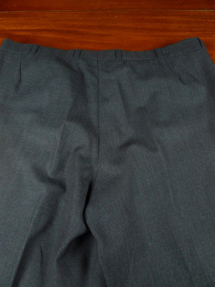 25/1074 immaculate 2010 dege & skinner savile row bespoke heavyweight grey / red pin-stripe d/b worsted suit 46 regular w/ 2 pair trs