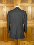 25/1075 superb 2000 dege & skinner savile row bespoke heavyweight grey pin-stripe d/b worsted suit 45 regular w/ 2 pair trs
