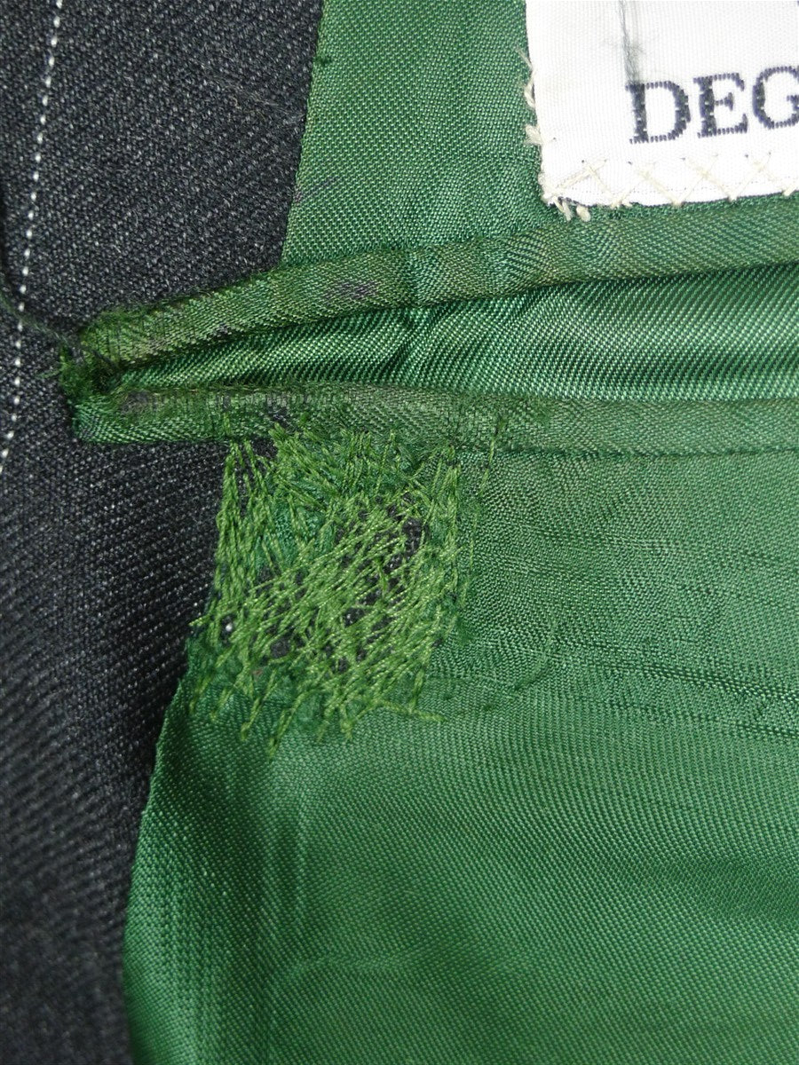 25/1075 superb 2000 dege & skinner savile row bespoke heavyweight grey pin-stripe d/b worsted suit 45 regular w/ 2 pair trs