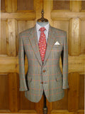 25/1069 immaculate vintage daks glen check wool sports jacket blazer w/ leather buttons 41 short