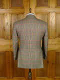25/1069 immaculate vintage daks glen check wool sports jacket blazer w/ leather buttons 41 short