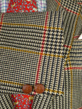 25/1069 immaculate vintage daks glen check wool sports jacket blazer w/ leather buttons 41 short