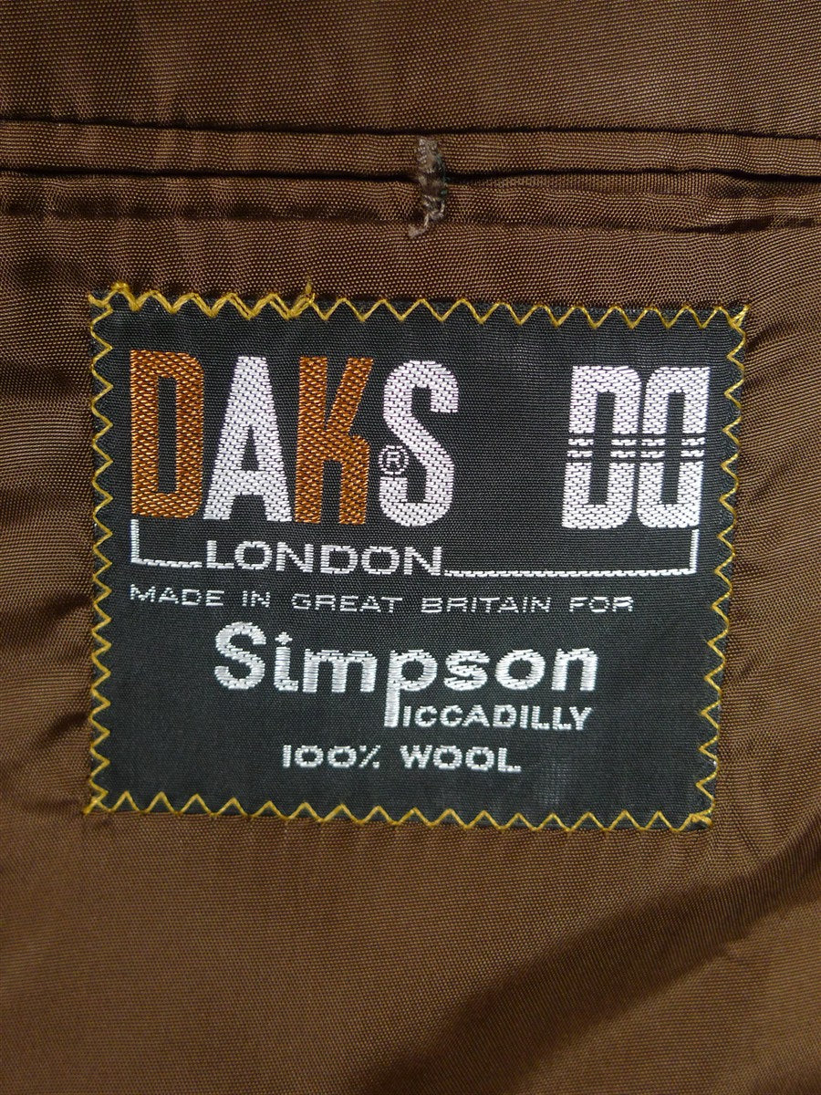 25/1069 immaculate vintage daks glen check wool sports jacket blazer w/ leather buttons 41 short