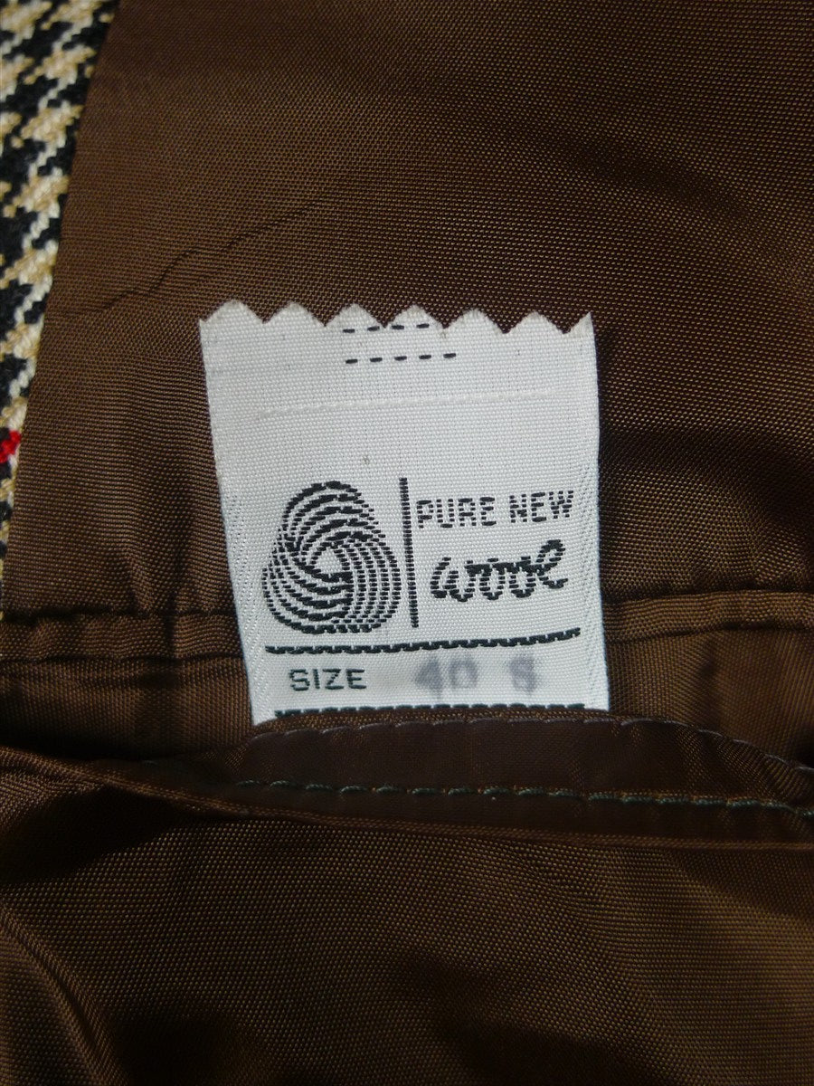 25/1069 immaculate vintage daks glen check wool sports jacket blazer w/ leather buttons 41 short