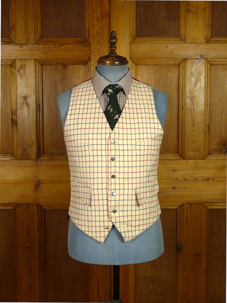 25/1065A vintage john g hardy tattersall check wool riding country waistcoat 40