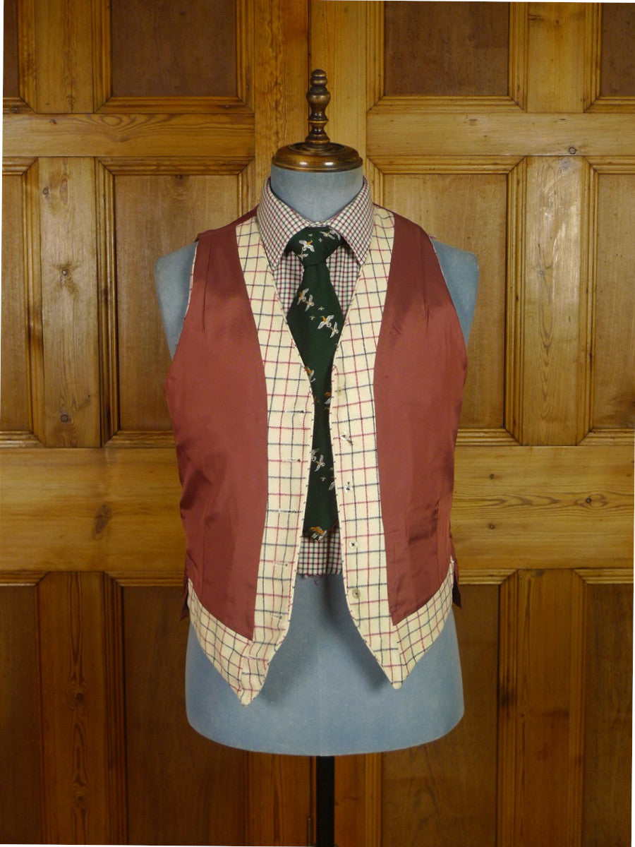 25/1065A vintage john g hardy tattersall check wool riding country waistcoat 40