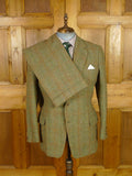 25/1080 exceptional vintage savile row bespoke green wp check tweed country suit 42 regular