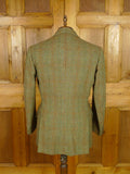 25/1080 exceptional vintage savile row bespoke green wp check tweed country suit 42 regular