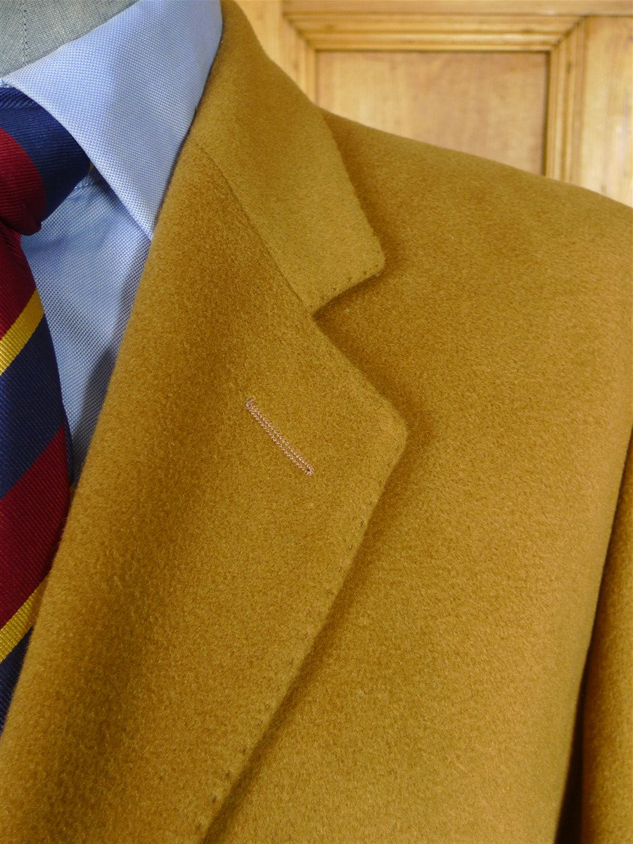 25/1085 vintage british 100% cashmere tan brown camel overcoat coat 42 long