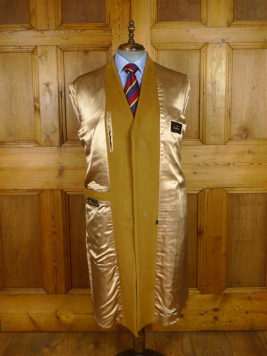 25/1085 vintage british 100% cashmere tan brown camel overcoat coat 42 long