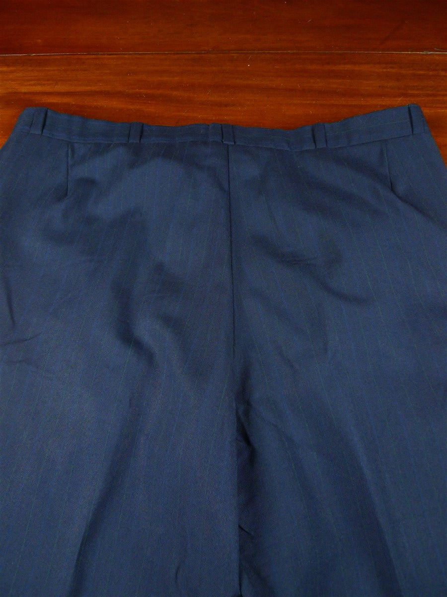 25/1078 superb 2006 dege & skinner savile row bespoke navy blue  pin-stripe d/b wool & mohair suit 46 regular