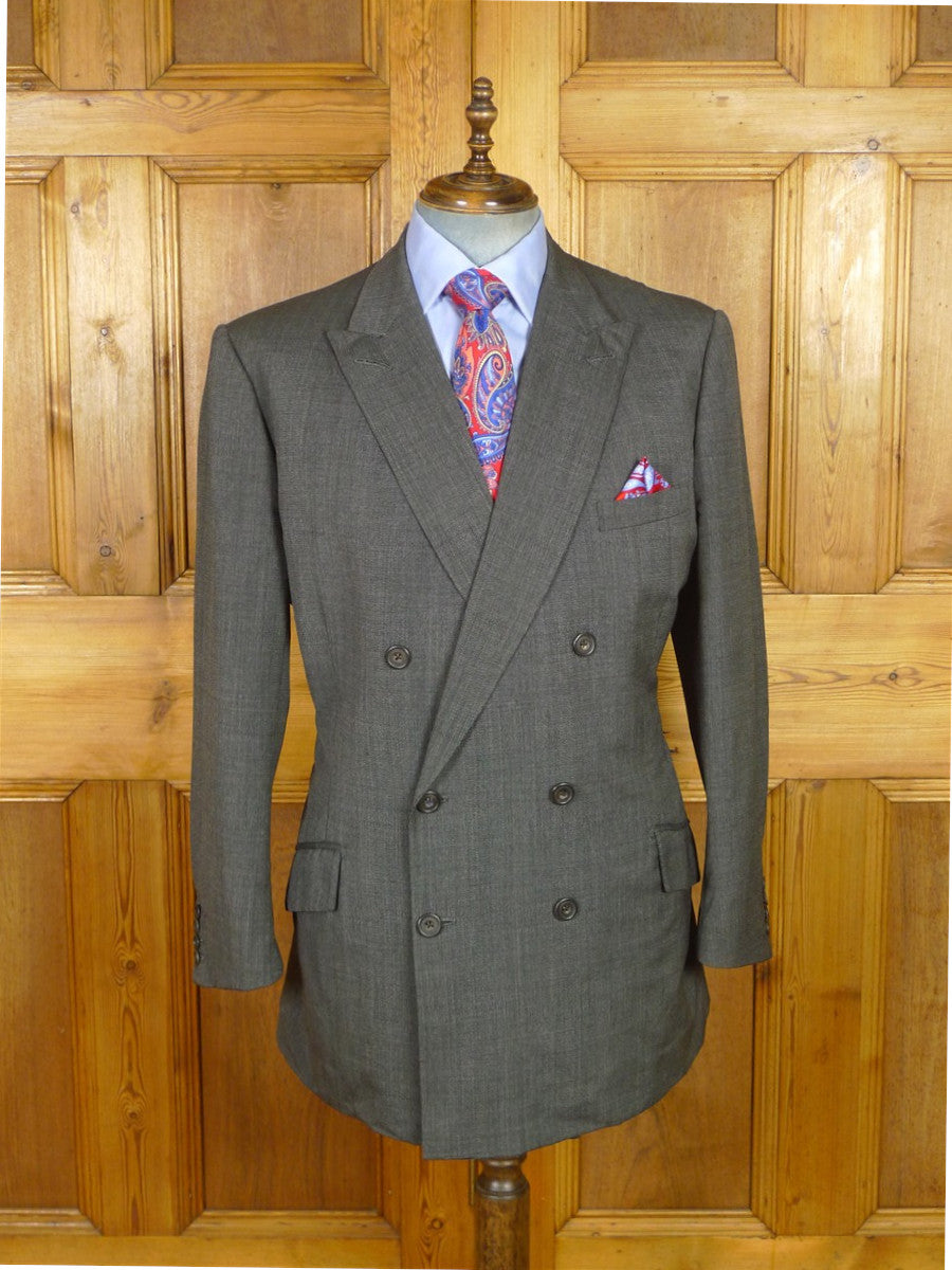 25/1079 superb 2002 dege & skinner savile row bespoke grey nailhead weave d/b worsted suit 45-46 regular