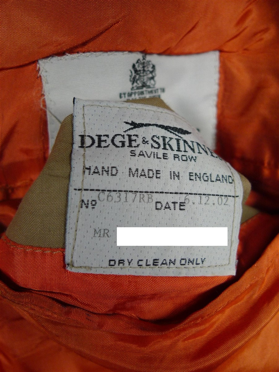 25/1079 superb 2002 dege & skinner savile row bespoke grey nailhead weave d/b worsted suit 45-46 regular