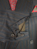 25/1077 near immaculate 2006 dege & skinner savile row bespoke heavyweight charcoial grey / brown stripe d/b worsted suit 44-45 regular w/ 2 pair trs