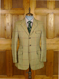 25/1067 vintage heavyweight john g hardy alsport cloth tweed hacking jacket w/ ghillie collar 37-38 regular