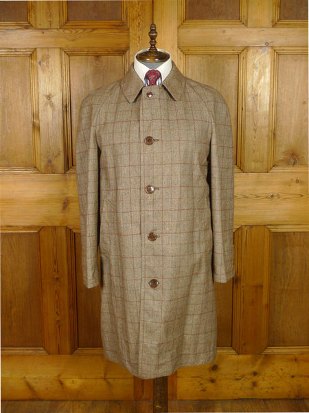 25/1089 exceptional immaculate invertere reversible beige wp check wool raincoat coat very rare 40