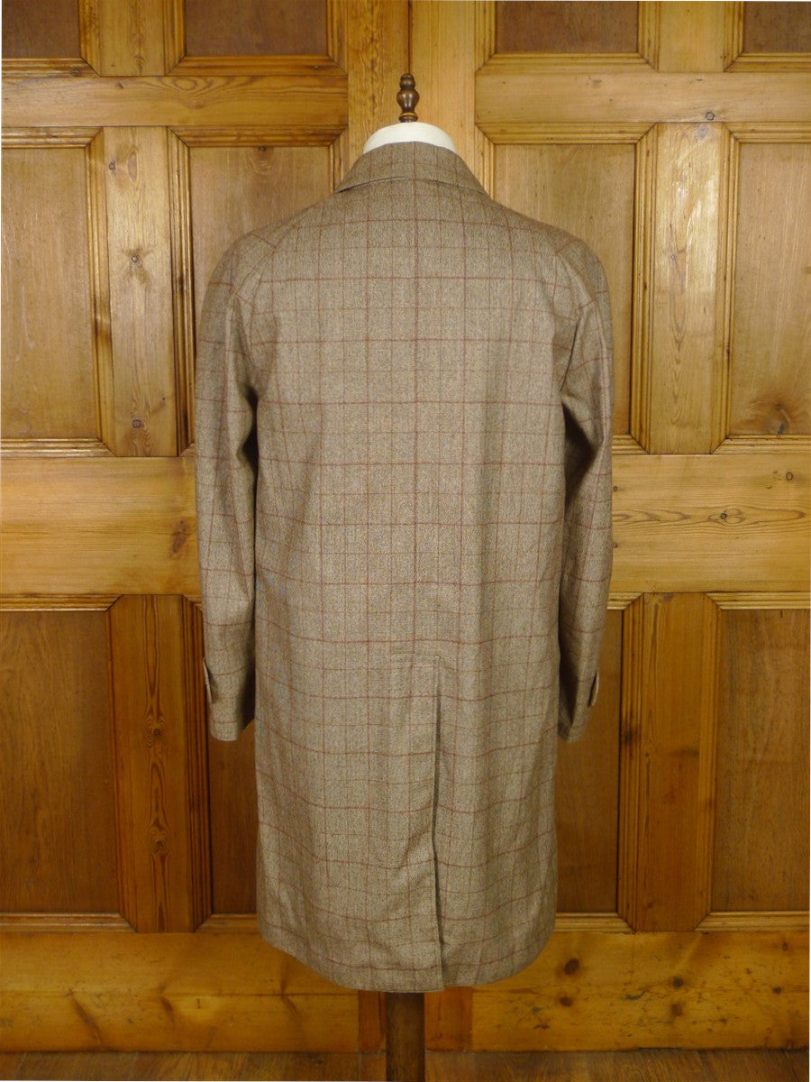 25/1089 exceptional immaculate invertere reversible beige wp check wool raincoat coat very rare 40
