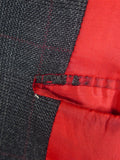 25/1101 dege & skinner 1999 savile row bespoke heavyweight grey red prince of wales check worsted d/b suit w/ 2 pair trs 45 regular to long