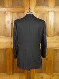 25/1135 dege 2000 savile row bespoke heavyweight black herringbone worsted d/b suit 43-44 regular