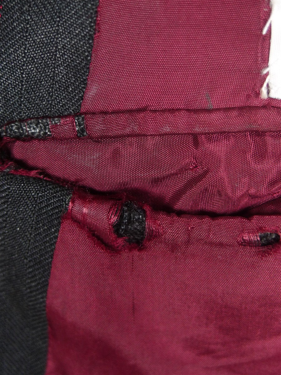 25/1135 dege 2000 savile row bespoke heavyweight black herringbone worsted d/b suit 43-44 regular