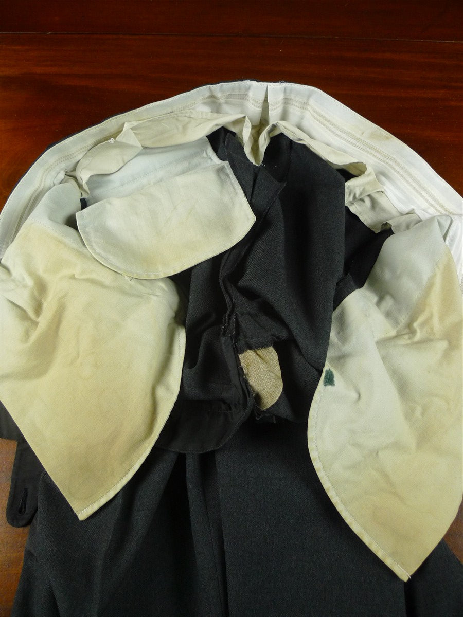 26/0014 bespoke tailored grey worsted trouser w/ waist adjusters 38