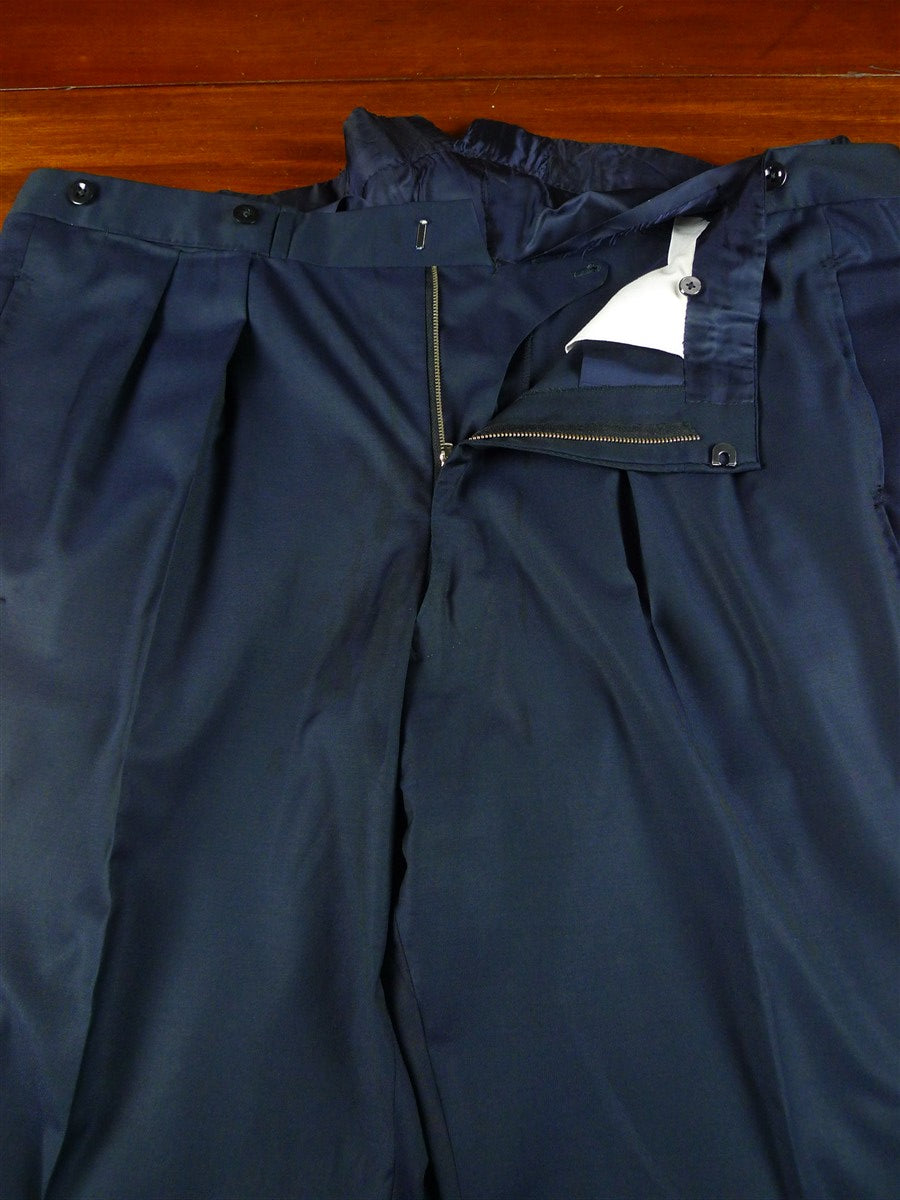 26/0015 anderson & sheppard 2004 savuile orw bespoke dark teal blue superfine wool high-rise trouser 49