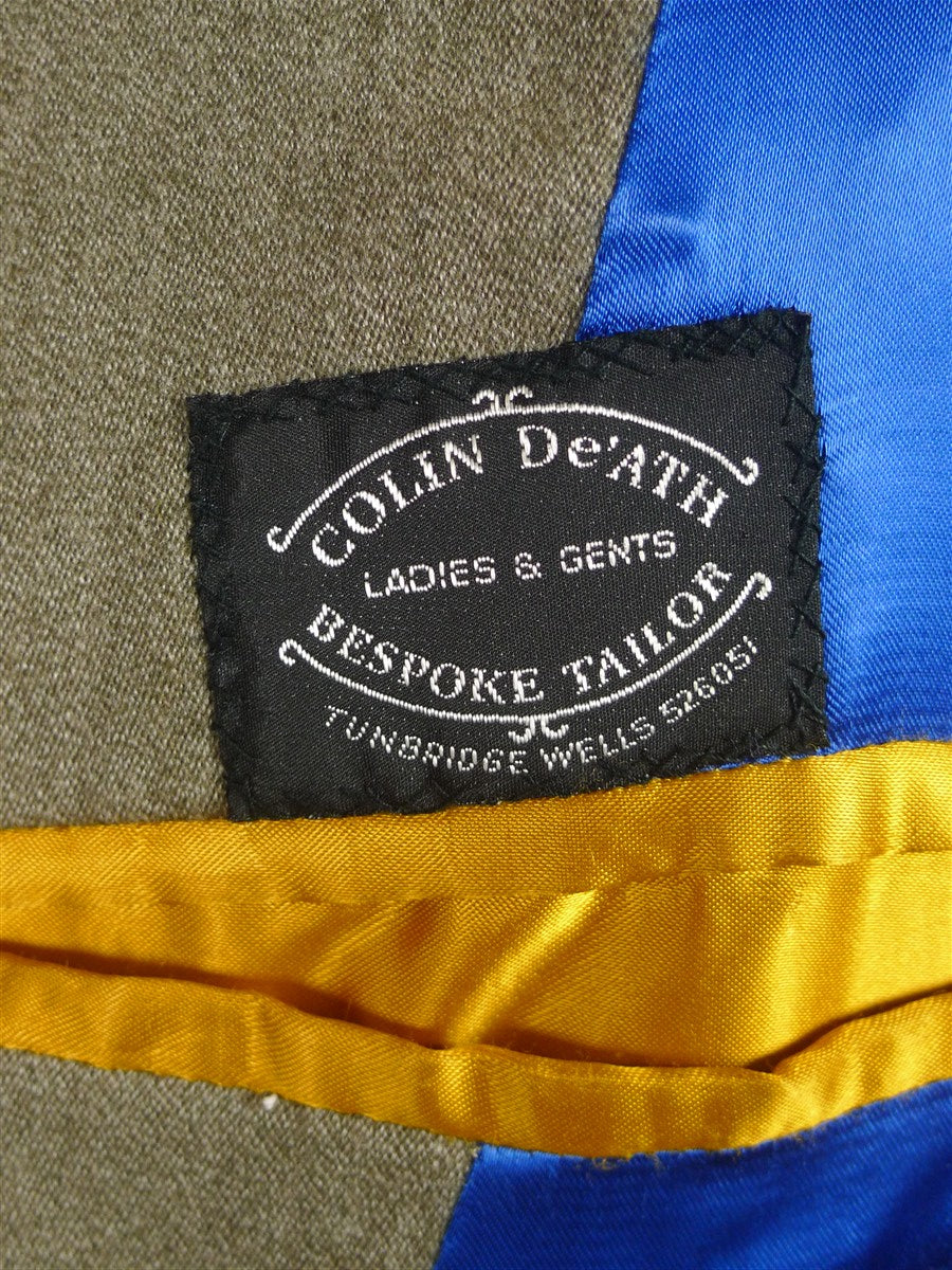 25/1117 vintage colin de'ath savile row bespoke stone ventian wool cover coat overcoat w/ velvet collar 42 regular to long