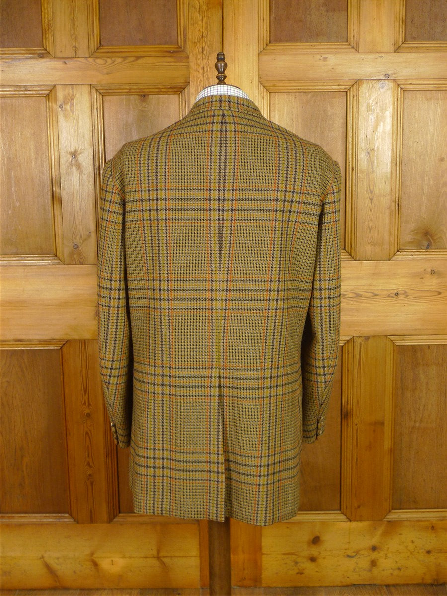 25/1111 vintage extra-heavy newbury bespoke glen check tweed hacking jacket 54 long
