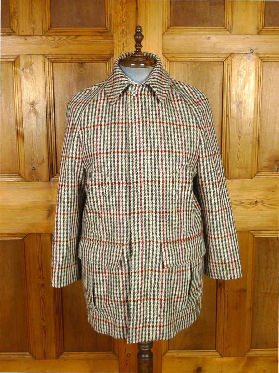 25/1103 superb immaculate haggart of aberfeldy gun check heavyweight wool field coat shooting jacket w/ wool lining 38-39