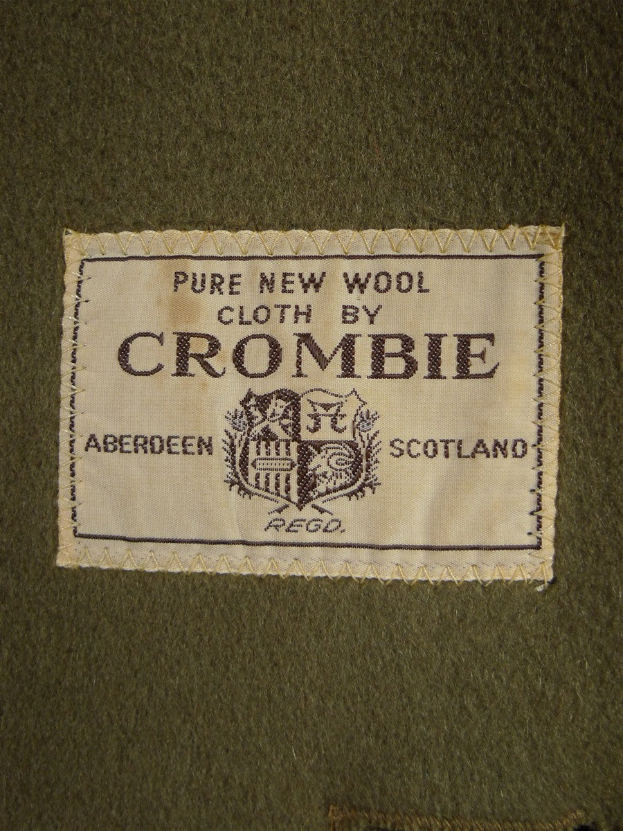 25/1108 immaculate vintage crombie melton wool british warm overcoat w/ leather buttons 40 regular