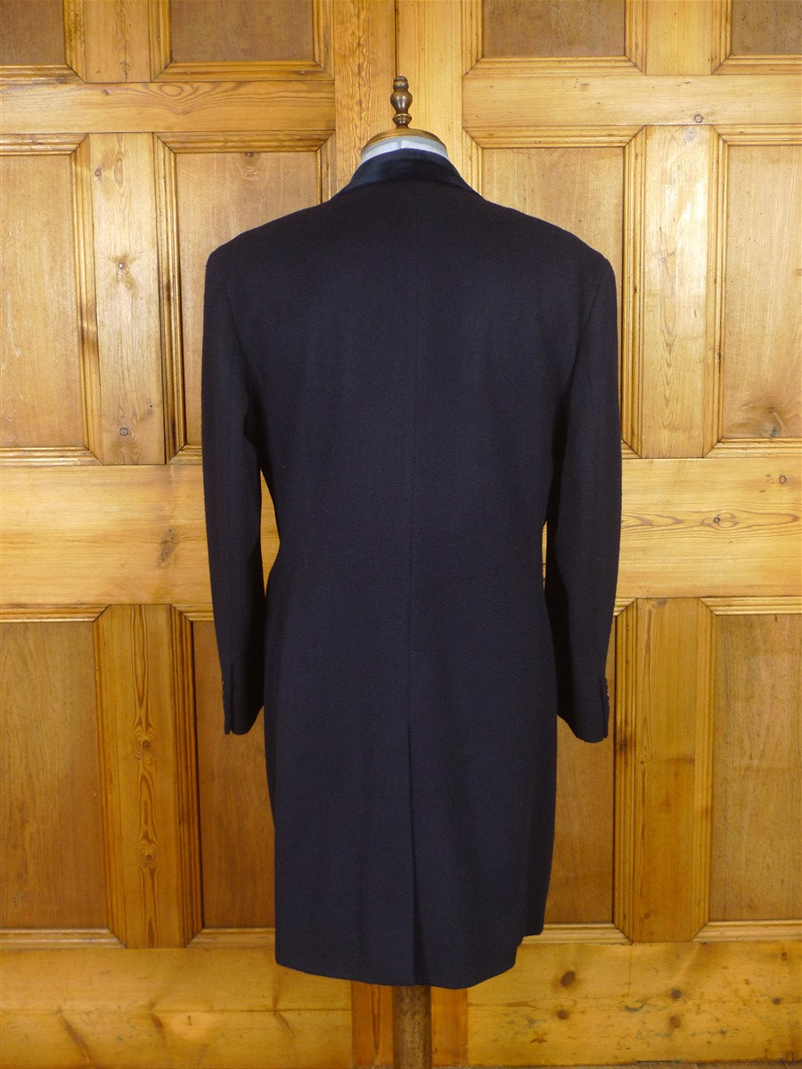 25/1116 pakeman catto carter navy blue wool chesterfield coat overcoat w/ velvet collar 40