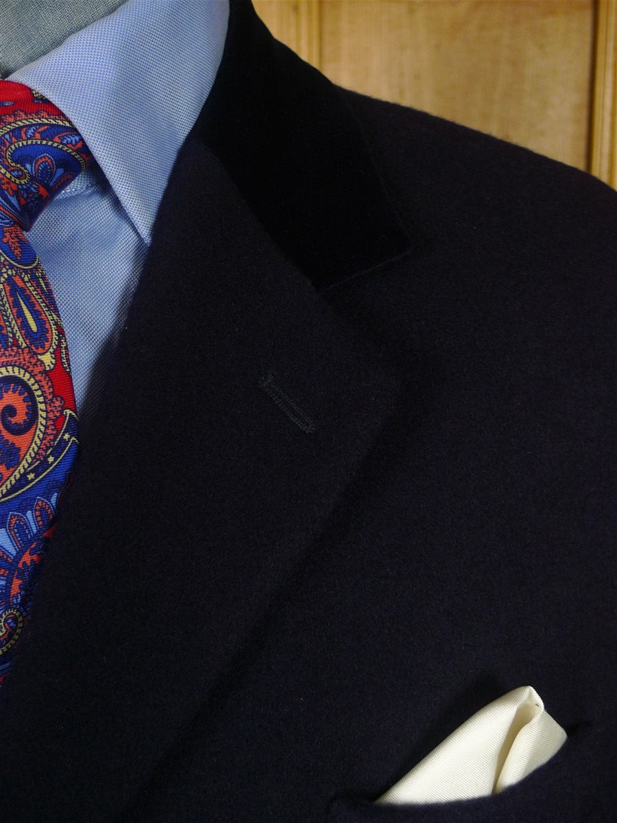 25/1116 pakeman catto carter navy blue wool chesterfield coat overcoat w/ velvet collar 40