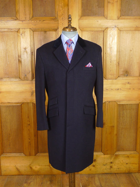 25/1116 pakeman catto carter navy blue wool chesterfield coat overcoat w/ velvet collar 40