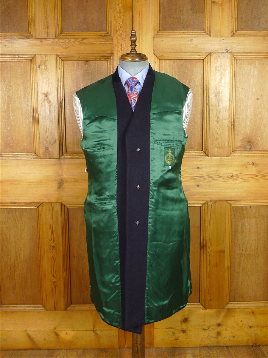 25/1116 pakeman catto carter navy blue wool chesterfield coat overcoat w/ velvet collar 40