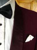 25/1131 wonderful 1960s vintage burgundy wool smoking / dinner jacket w/ silk shawl lapel 39-40 regular