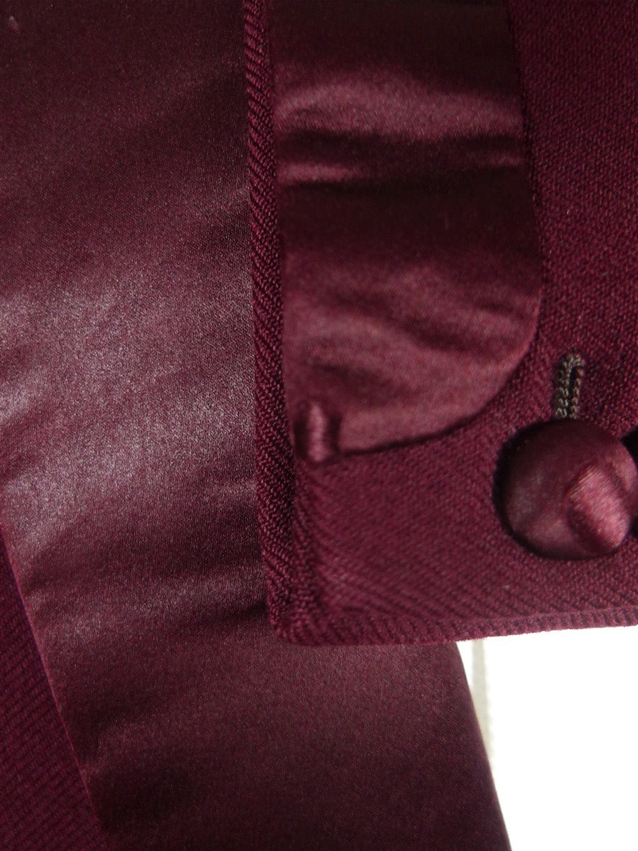 25/1131 wonderful 1960s vintage burgundy wool smoking / dinner jacket w/ silk shawl lapel 39-40 regular