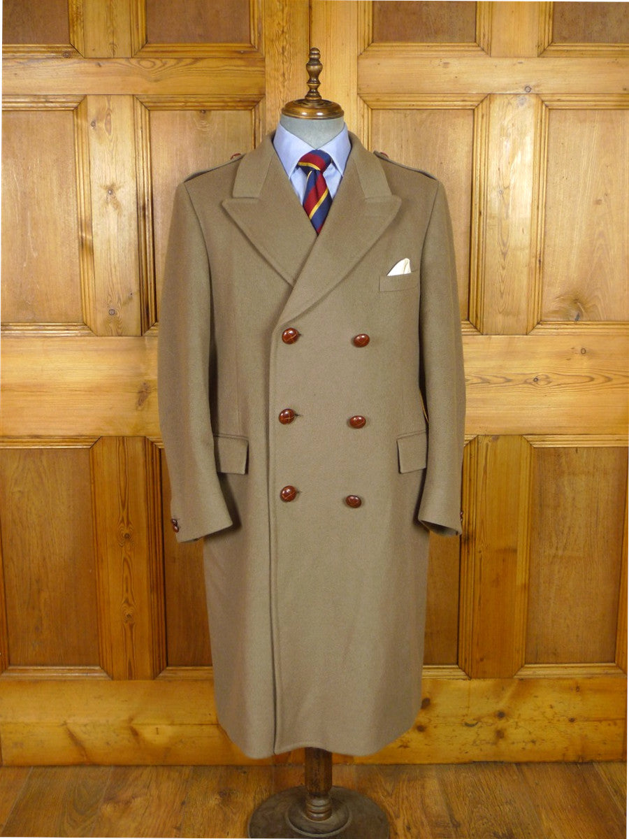 25/1107 near immaculate crombie melton wool heavyweight british warm style overcoat coat w/ leather buttons 42-43 regular