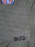 26/0016 vintage british grey herringbone d/b wool chesterfield coat overcoat 40