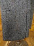 26/0016 vintage british grey herringbone d/b wool chesterfield coat overcoat 40