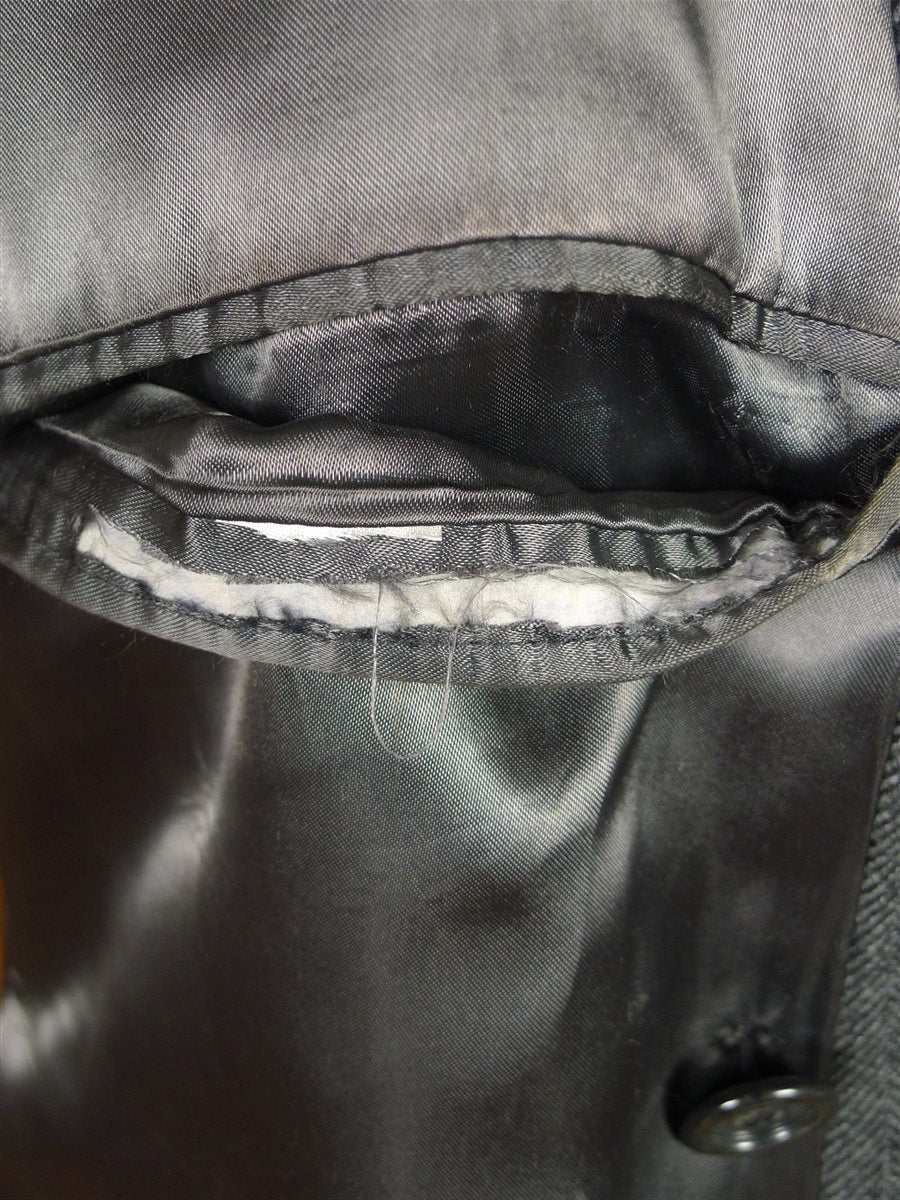 26/0016 vintage british grey herringbone d/b wool chesterfield coat overcoat 40