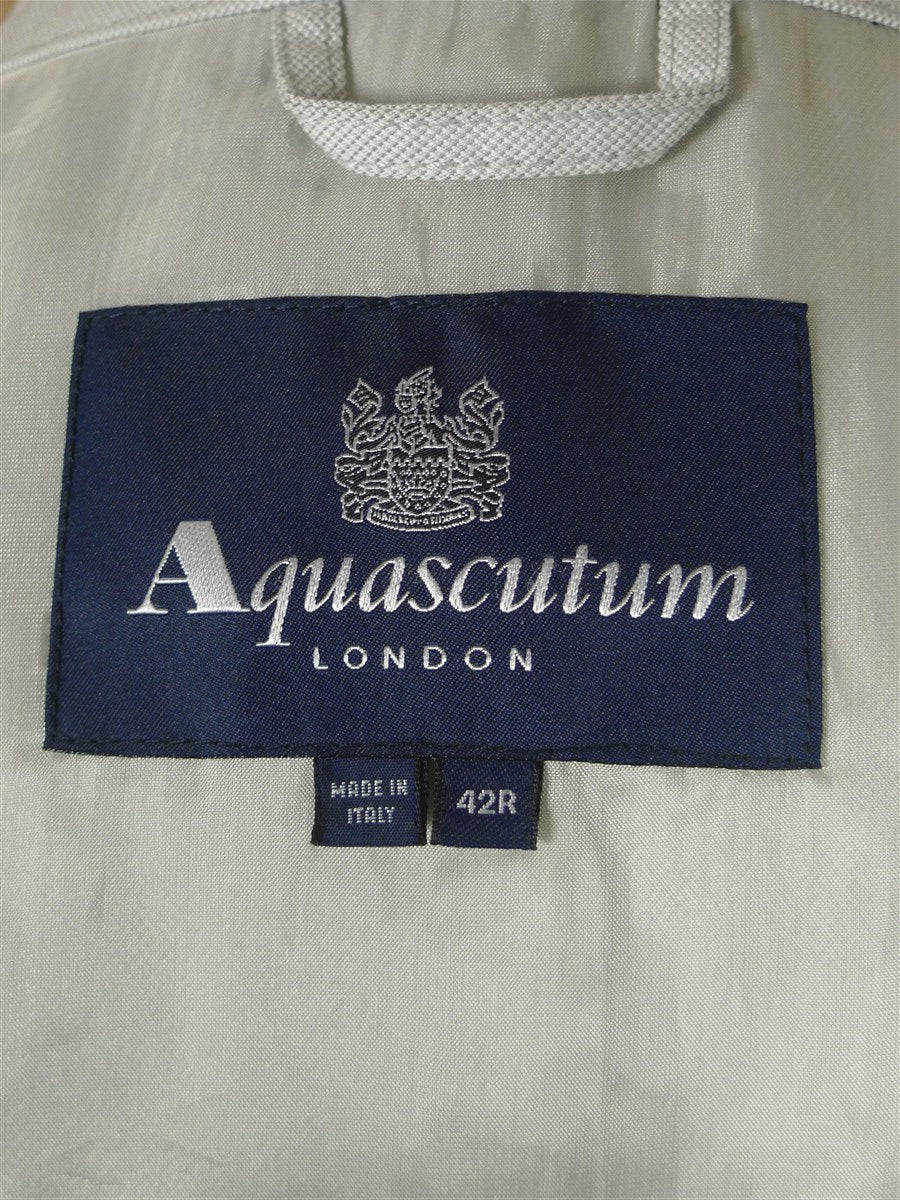25/1110 near mint aquascutum 100% cotton woven cream raincoat w/ belt 42 regular