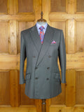 25/1134 dege & skinner 2002 savile row bespoke heavyweight grey herringbone worsted d/b suit w/ 2 pair trs 44 regular