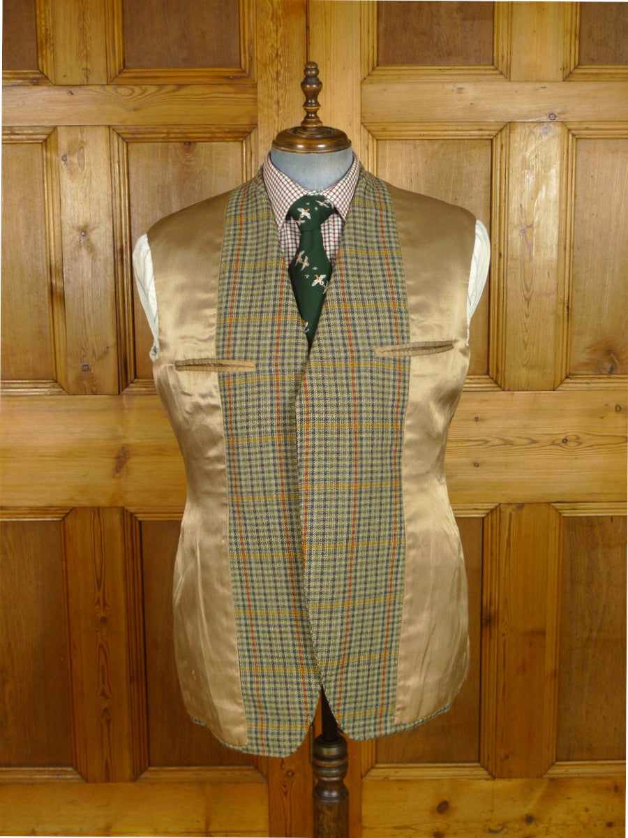 25/1128 vintage british bespoke heavyweight gun check tweed jacket 44-45 long