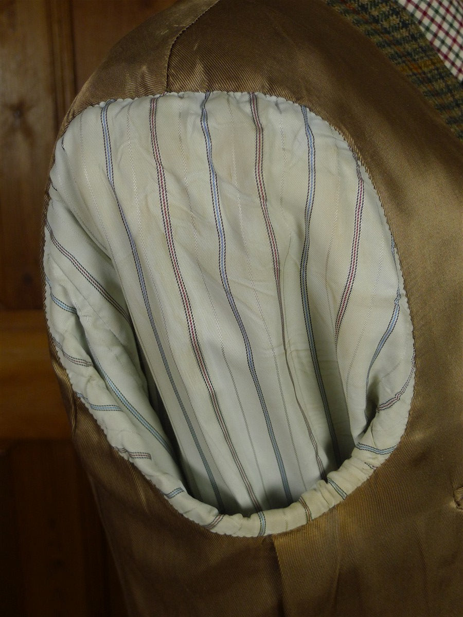 25/1128 vintage british bespoke heavyweight gun check tweed jacket 44-45 long