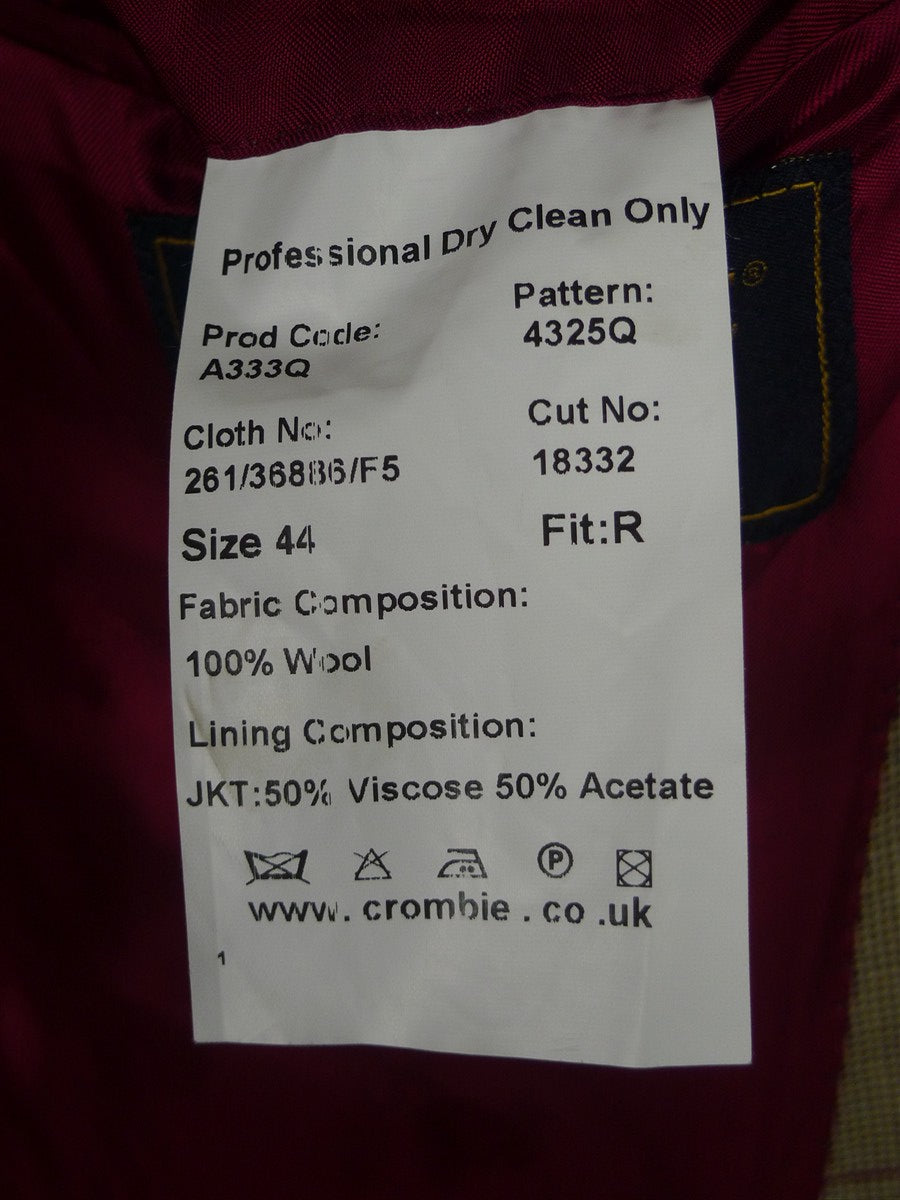 25/1129 immaculate crombie 100% wool sporting check blazer sports jacket w/ working cuff & original bag 44 regular