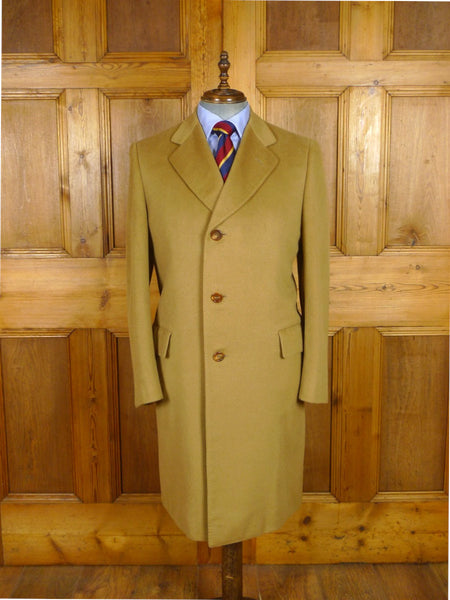 25/1140 stunning near immaculate vintage british tailor 100% cashmere camel coat overcoat 42 regular
