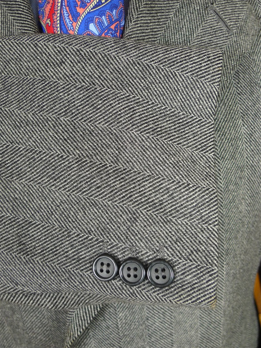 25/1139 superb vintage british grey herringbone wool chesterfield coat overcoat 40-42