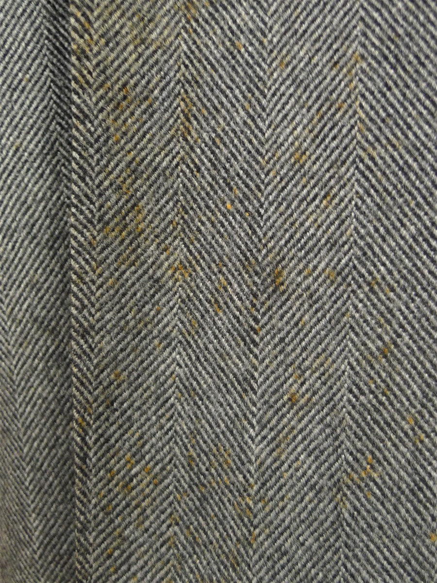 25/1139 superb vintage british grey herringbone wool chesterfield coat overcoat 40-42