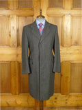 25/1141 near immaculate vintage british grey herringbone chesterfield coat overcoat 38 regular