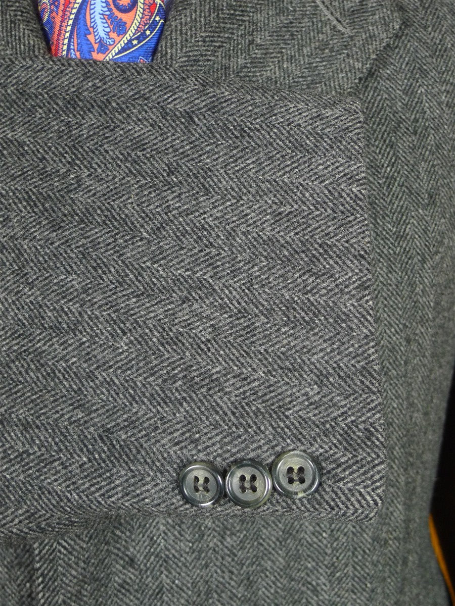 25/1141 near immaculate vintage british grey herringbone chesterfield coat overcoat 38 regular